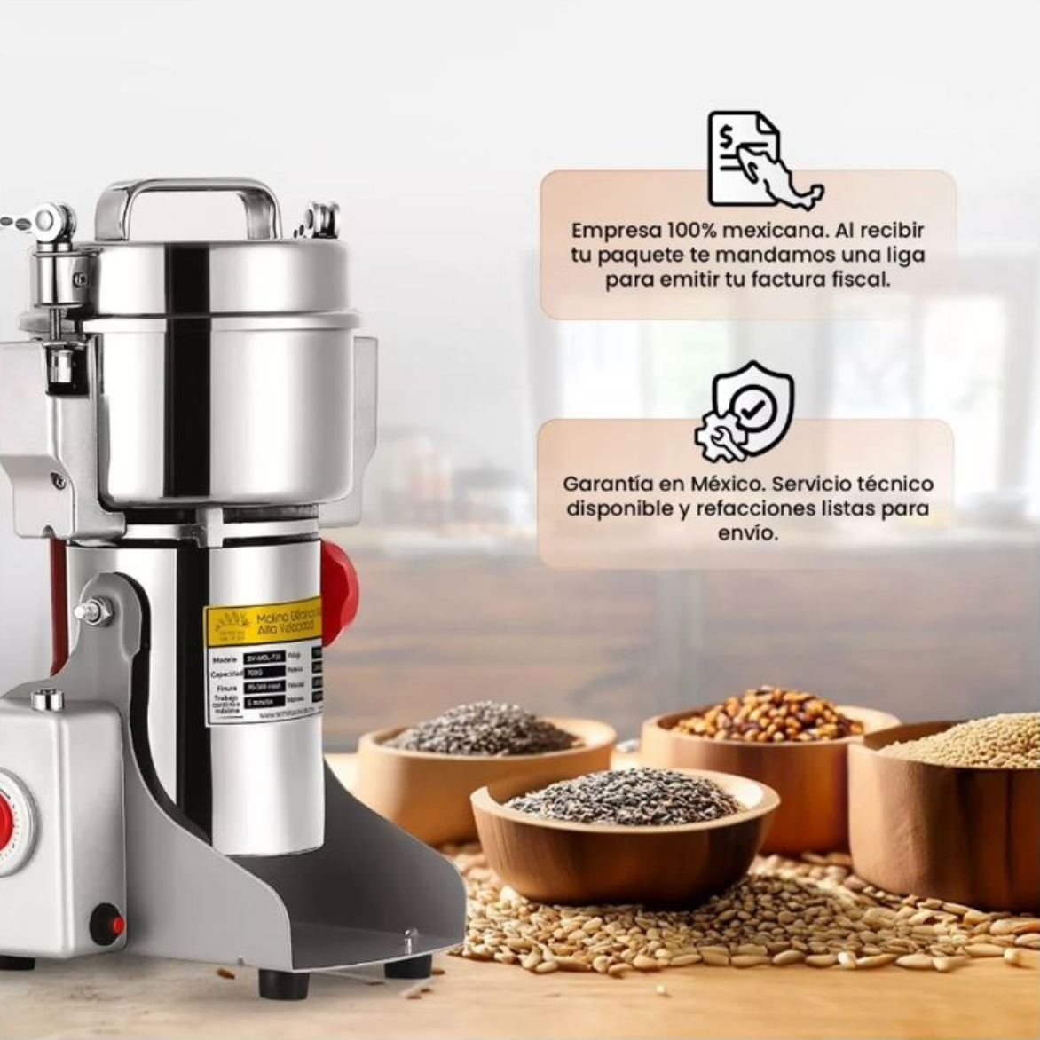 Molino Pulverizador Granos Electrico Semillas Especies 800gr