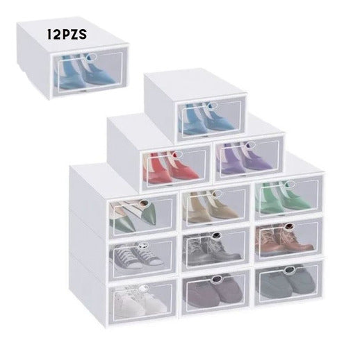 12pz Zapatera Organizador Cajas Para Tenis Rack Zapatos Apil Hogar