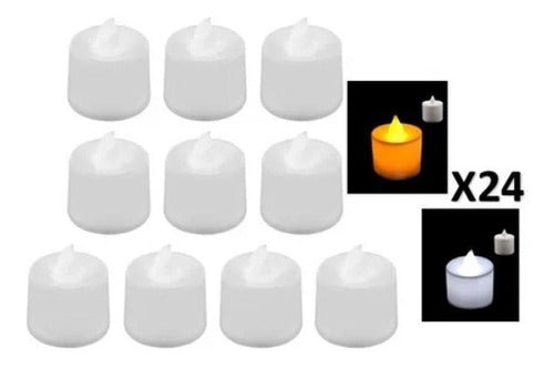 Set 24 Velas De Pilas Vela Decorativa Electrica Llamas C/env Hogar