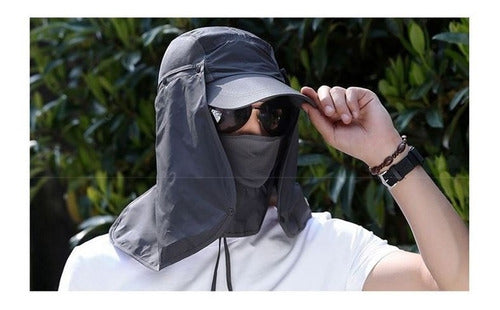 Gorra De Pesca Proteccion Cuello Solar Mascara 3 En 1 Deportes