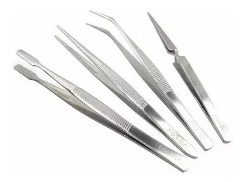 Juego De 4 Pinzas De Precisi—n Tweezer De Acero Inoxidable Electronica
