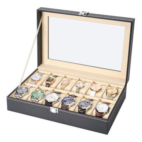 Caja Para Reloj Estuche Relojes 12 Pz Alajero Joyero Organiz Hogar