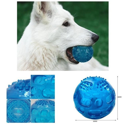 Juguete Pelota Flexible Sonido Juguetes Perro Resistente Gra Color Azul Hogar